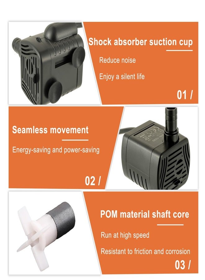 JAMHER Cat Water Fountain Pump Mini fish tank pump Crafts Plant Micro Water Pump Pet Water Fountain Pump Replacement Pump USB-1020 3.5-9V,Black - Image 3